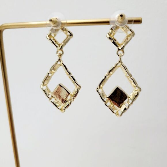 2/$20 Brand New Gold Tone With Black Fashion Earrings - Picture 3 of 6